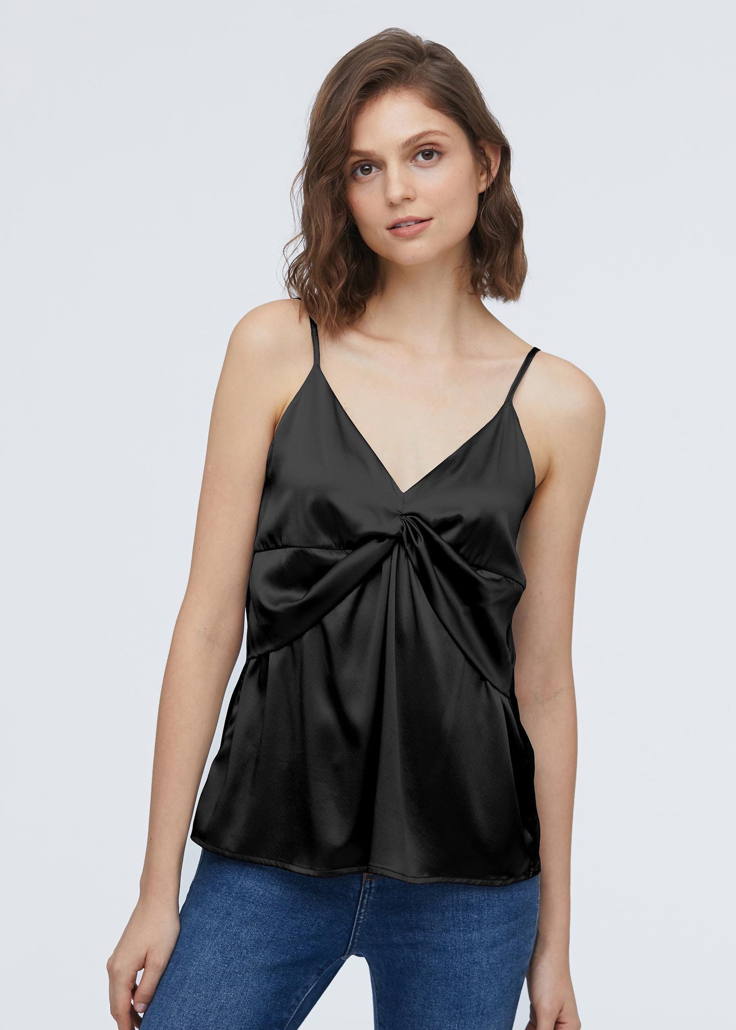 Casual Knot Design Silk Camisole Black LILYSILK Factory