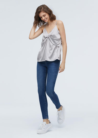 Casual Knot Design Silk Camisole Silver LILYSILK Factory