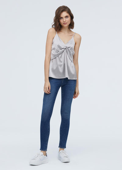 Casual Knot Design Silk Camisole Silver LILYSILK Factory