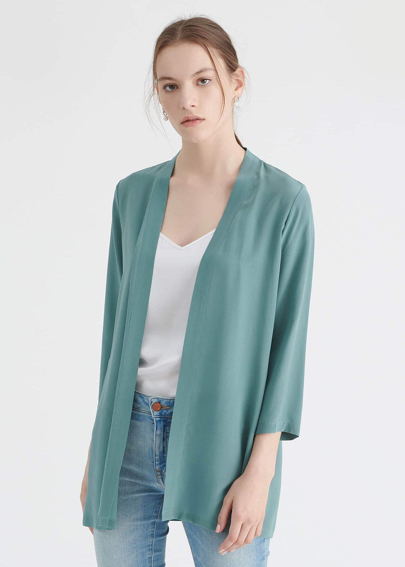 Easy Matching Silk Kimono Bluish LILYSILK Factory