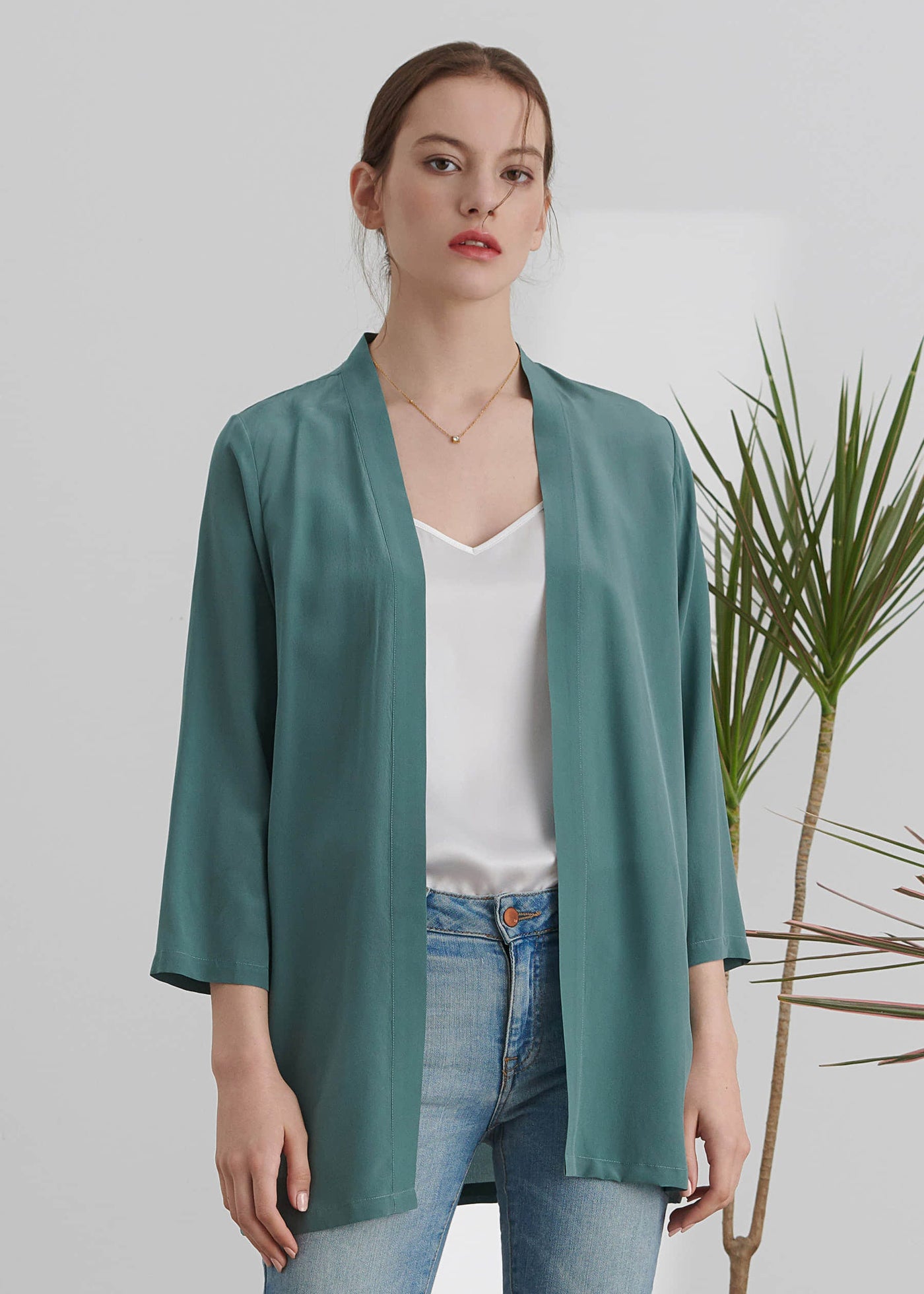 Easy Matching Silk Kimono Bluish LILYSILK Factory