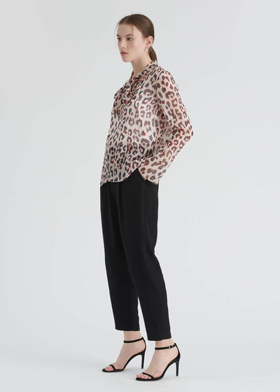 Tapered Cropped Silk Pants Black
