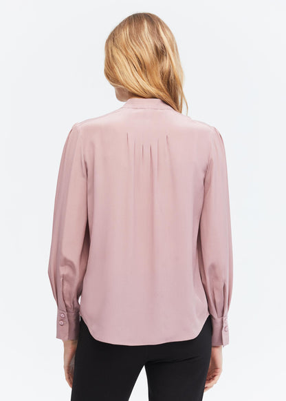 Elegant Stand Collar Silk Blouse Lotus