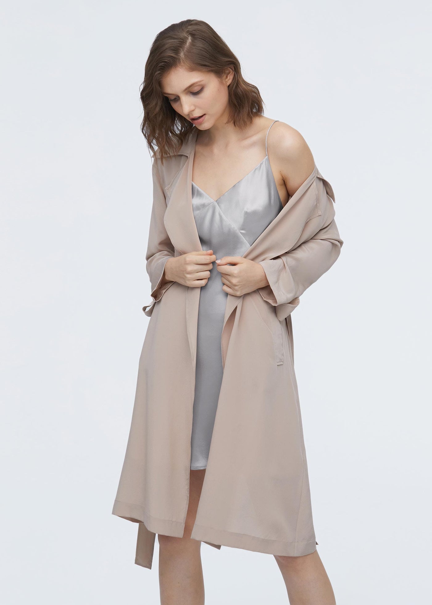 Elegant Summer Silk Slip Dress Silver LILYSILK Factory