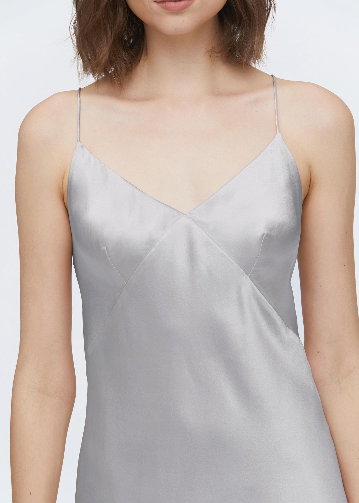 Elegant Summer Silk Slip Dress Silver LILYSILK Factory