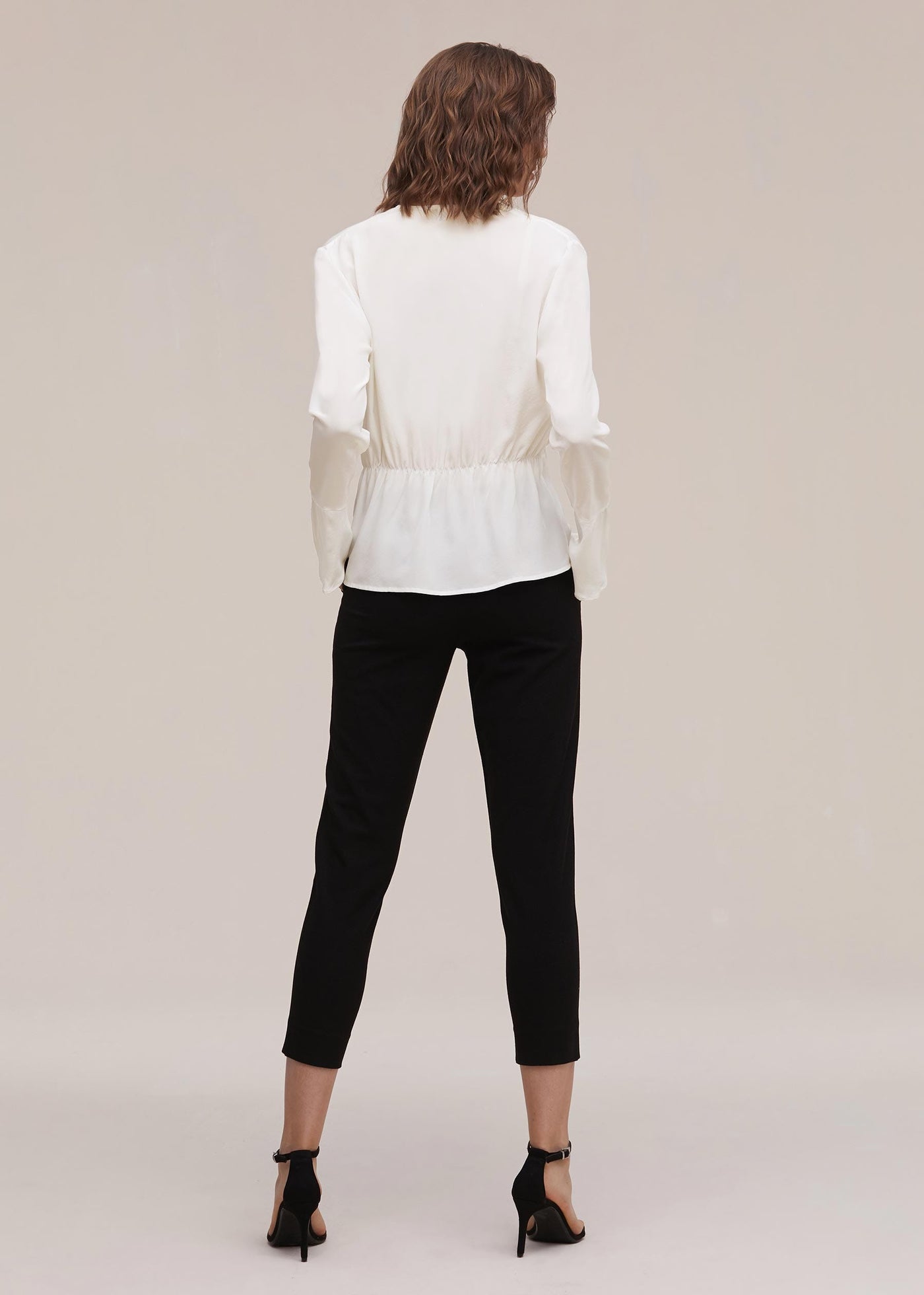 Women Flare Sleeve Silk Blouse Natural White LILYSILK Factory