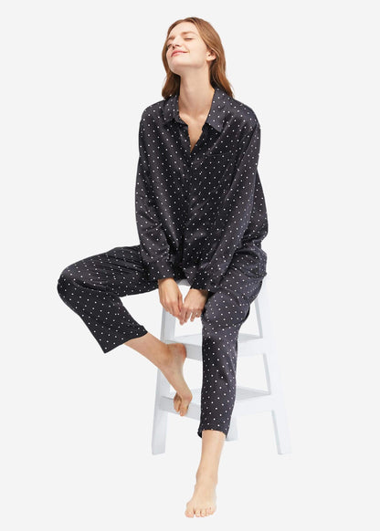 Little Dots Print Silk Pajama Set