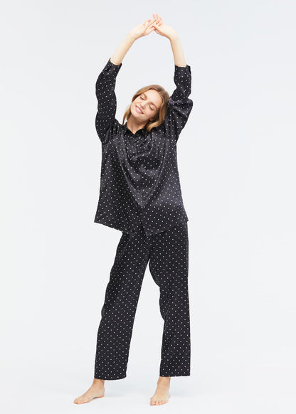 Little Dots Print Silk Pajama Set