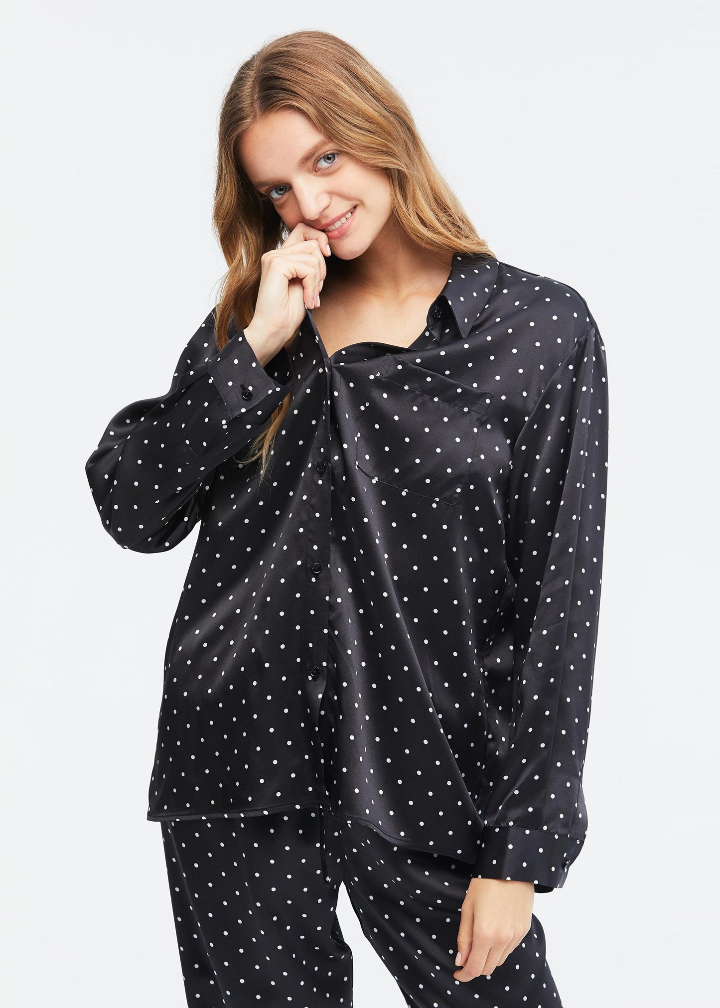 Little Dots Print Silk Pajama Set