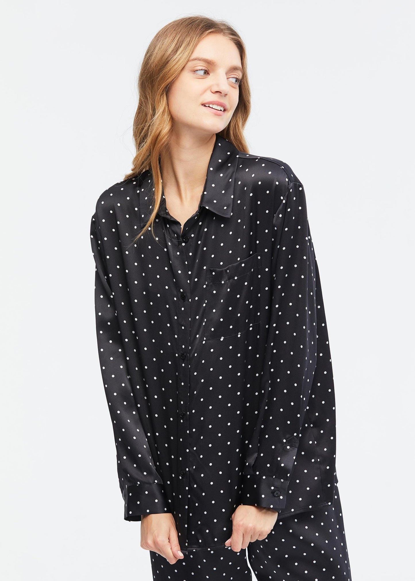 Little Dots Print Silk Pajama Set