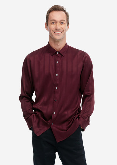 Luxurious Men's Silk Shirt With Jacquard S Red LILYSILK Factory