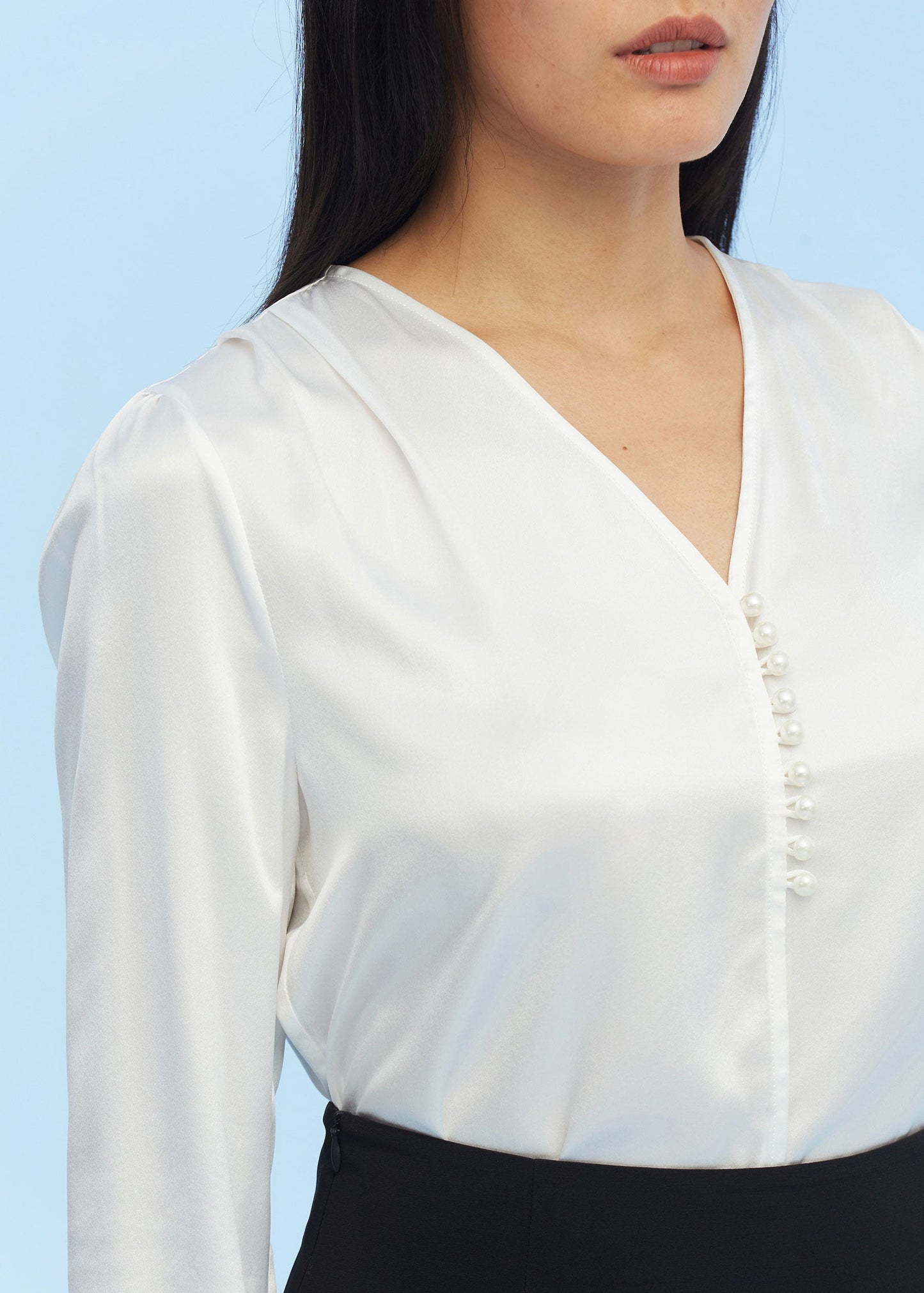 Partition Staple Charmeuse Silk Shirt White LILYSILK Factory