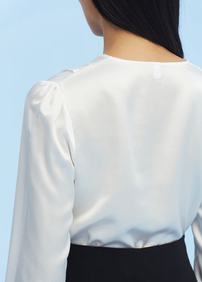 Partition Staple Charmeuse Silk Shirt White LILYSILK Factory