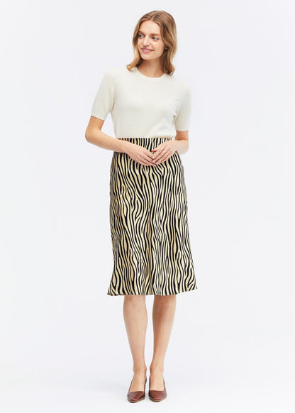 Printed Slim Fit Silk Midi Skirt Zebra Print LILYSILK Factory