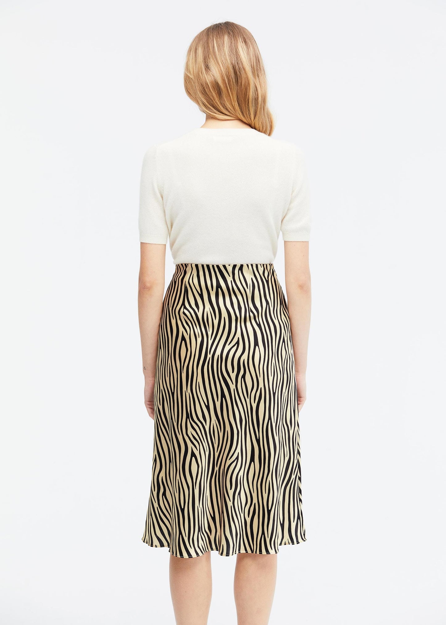 Printed Slim Fit Silk Midi Skirt Zebra Print LILYSILK Factory