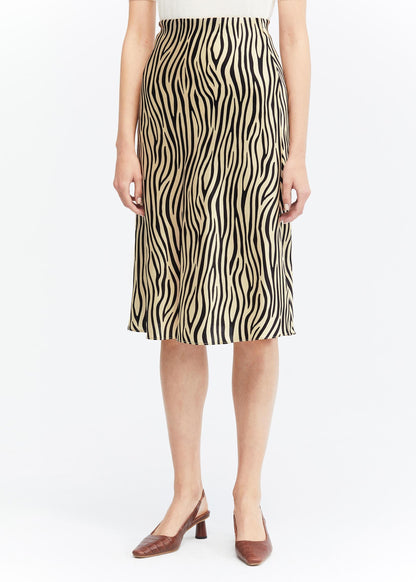 Printed Slim Fit Silk Midi Skirt Zebra Print LILYSILK Factory