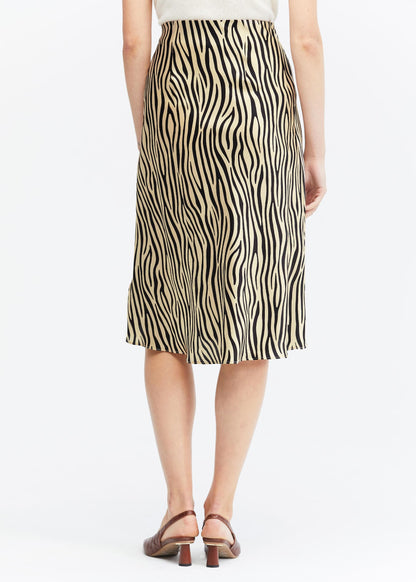 Printed Slim Fit Silk Midi Skirt Zebra Print LILYSILK Factory