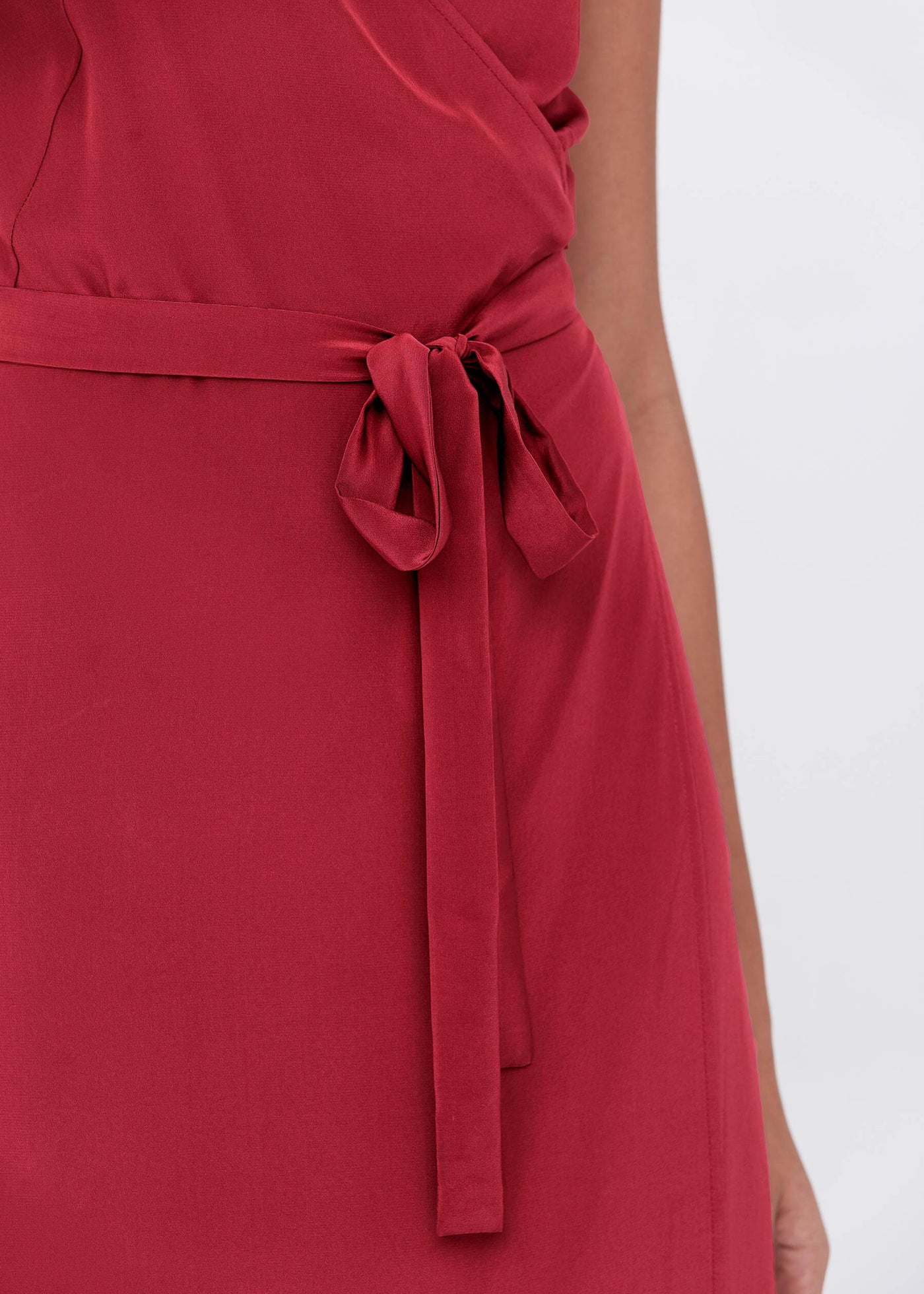 Sexy Fashion Silk Camisole Wrap Dress Cardinal