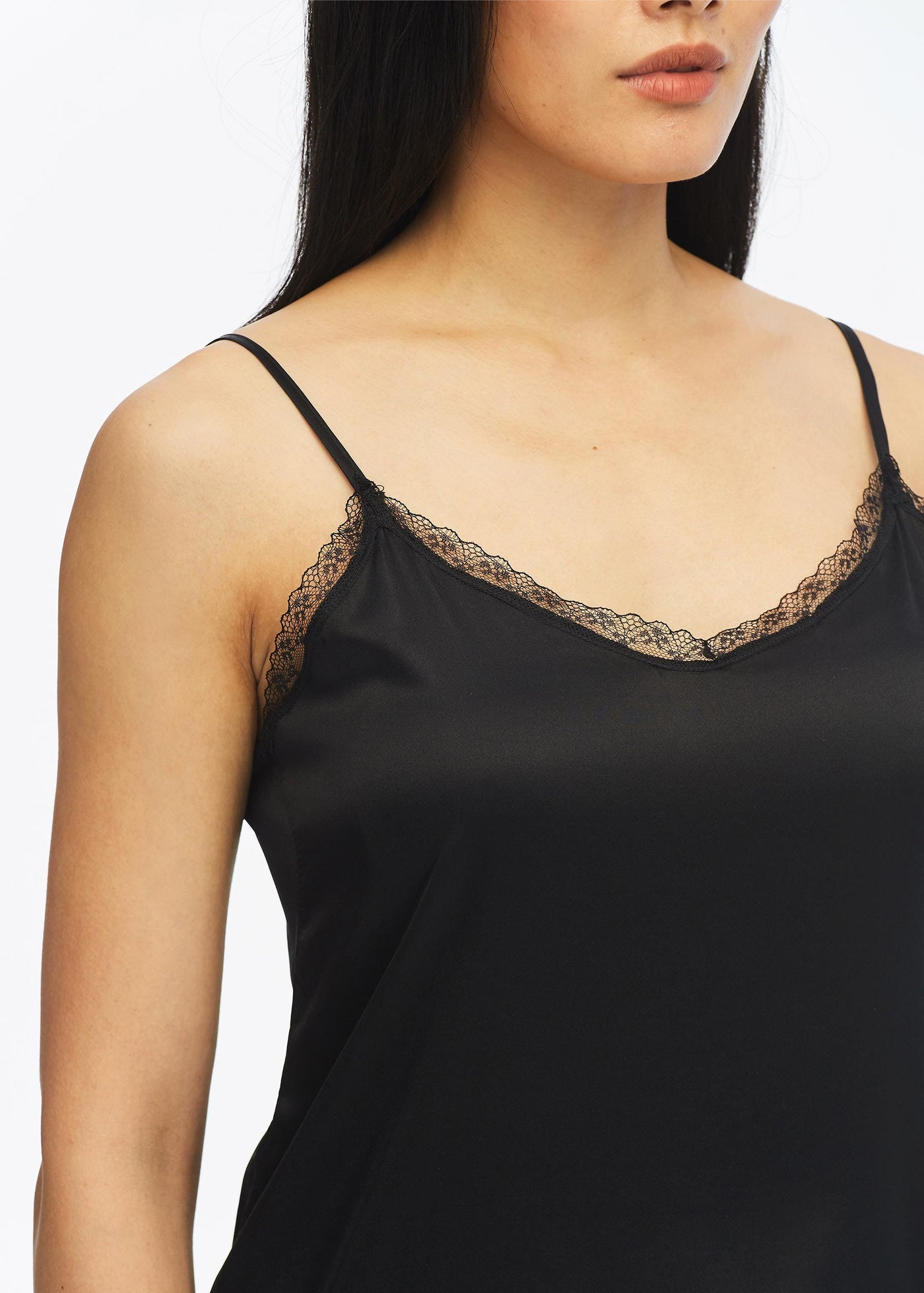 Sexy Lace Trimmed Silk Camisole Black LILYSILK Factory