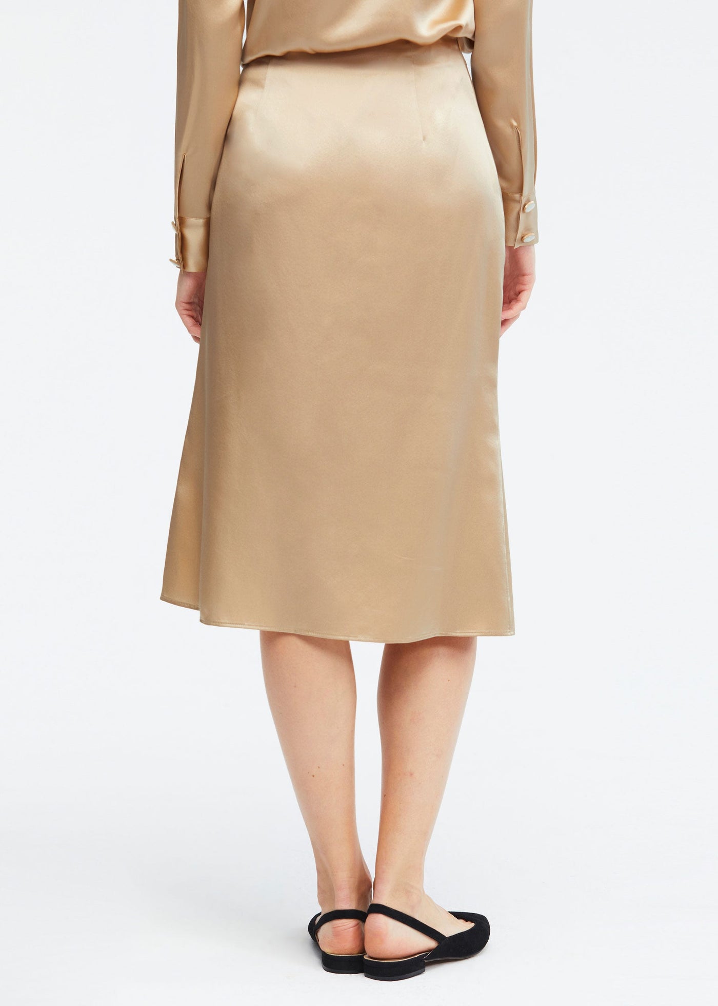 Stylish Fold Over Silk Maxi Skirt Light Camel LILYSILK Factory