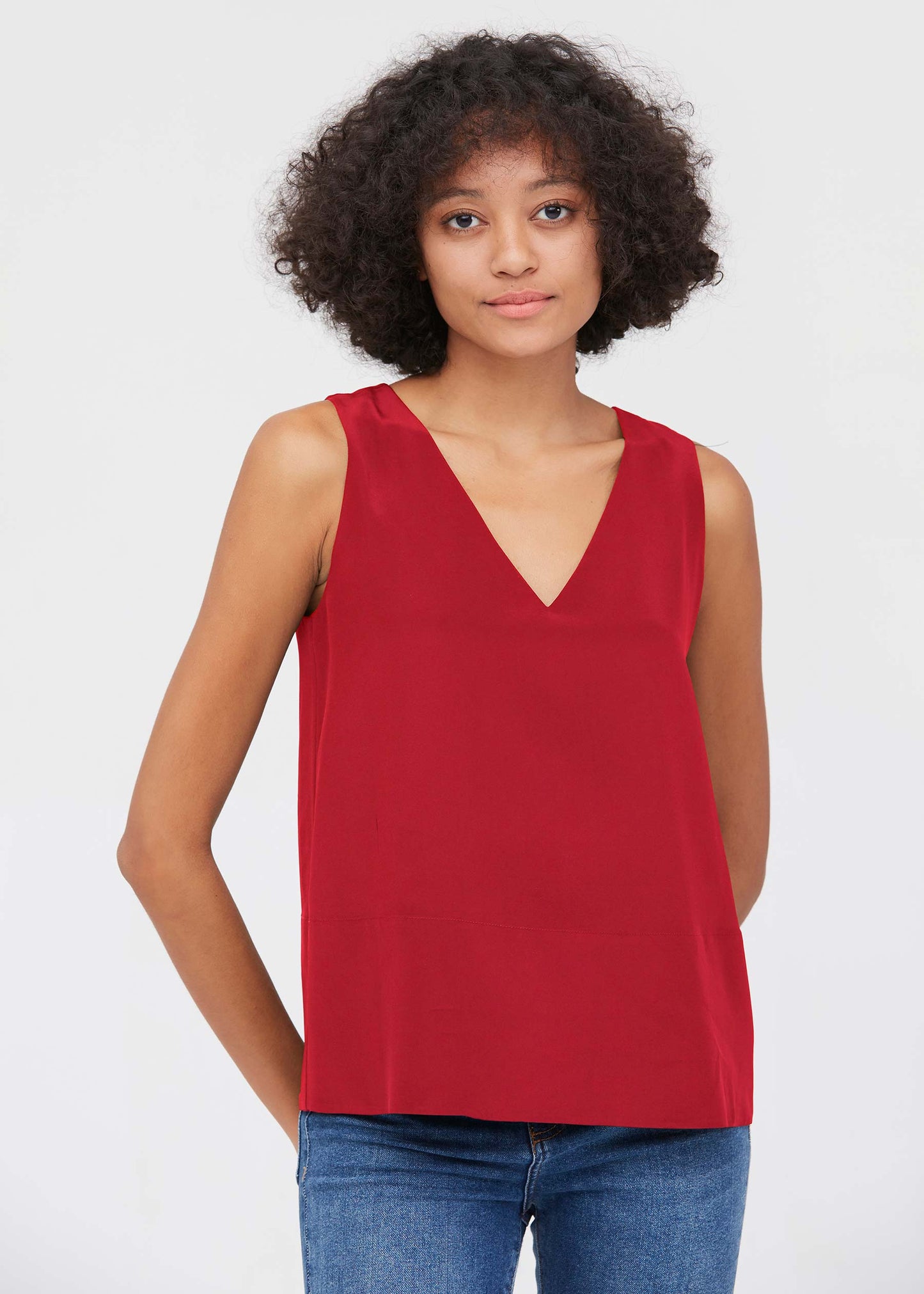 V Neck Sleeveless Silk Camisole Cardinal LILYSILK Factory