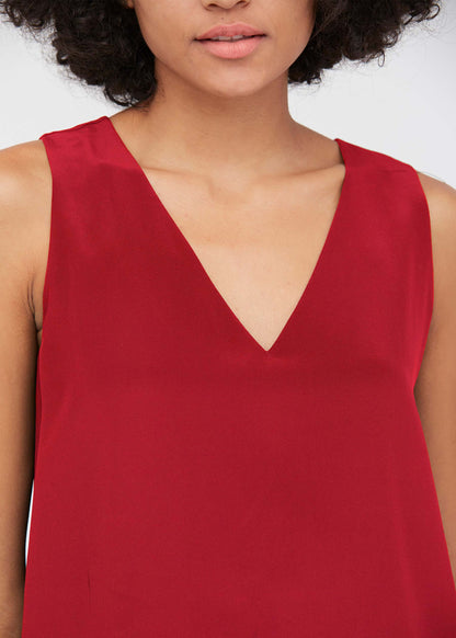 V Neck Sleeveless Silk Camisole Cardinal LILYSILK Factory