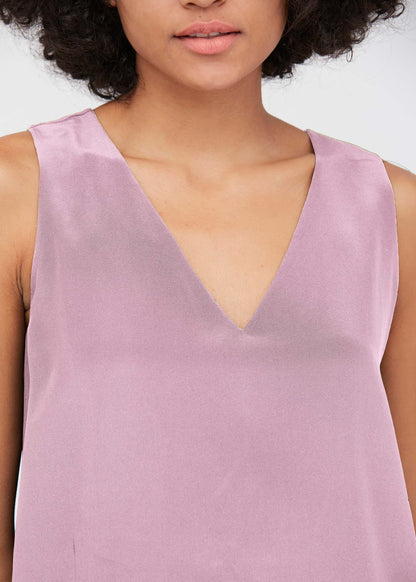 V Neck Sleeveless Silk Camisole Pale Lilac LILYSILK Factory