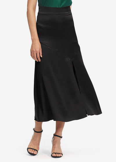 Women Sexy Slit Midi Skirt Black LILYSILK Factory